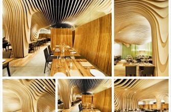 Интерьер в деревянном стиле для ресторана BANQ
