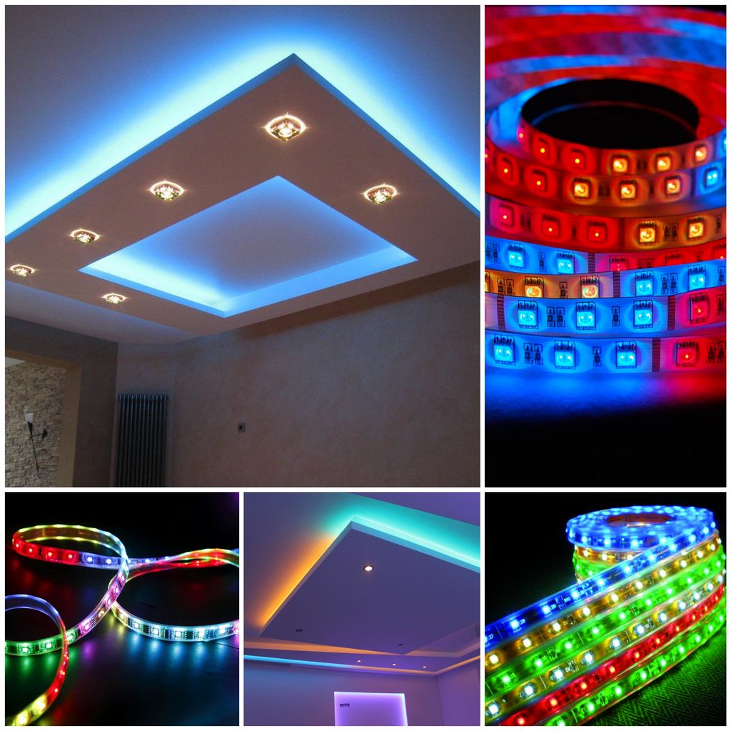 Светодиодное многоцветное подсвечивание потолка RGB-лентой