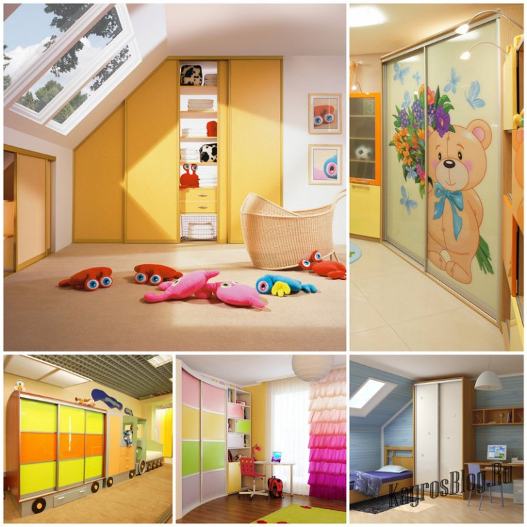Интерьер детской комнаты со шкафом купе